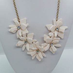 Crewcuts Cream Floral Statement Necklace with Gold Chain
